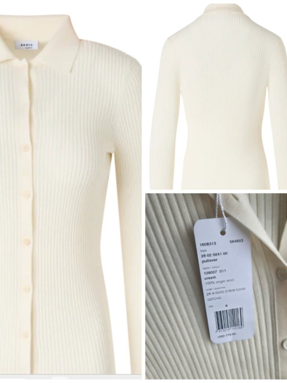 Akris Punto - Fitted Merino Wool Rib Cardigan - size 6 - NEW with Tags